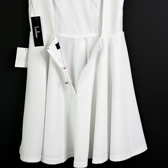 LULUS White Gal About Town Open Back Sleeveless Skater Dress - Size Medium - NWT - Picture 12 of 16